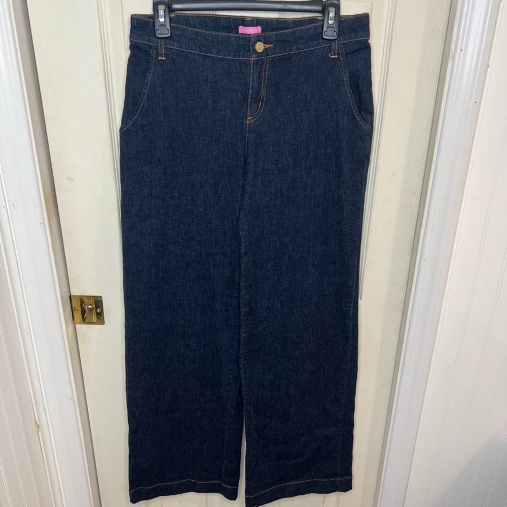 Lily Pulitzer Main Line Fit Wide Leg Dark Wash Jeans Size 6
